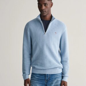 پلیور مردانه اورجینال گانت GANT Striped Textured Cotton Half-Zip Sweater 7325707516016