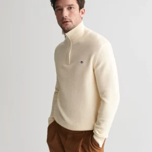 بافت اسپرت نیم زیپ اورجینال گانت Gant Micro Textured Cotton Half-Zip Sweater 7325707878664